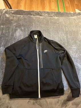 Nike Black Jacket with White Trim and Logo